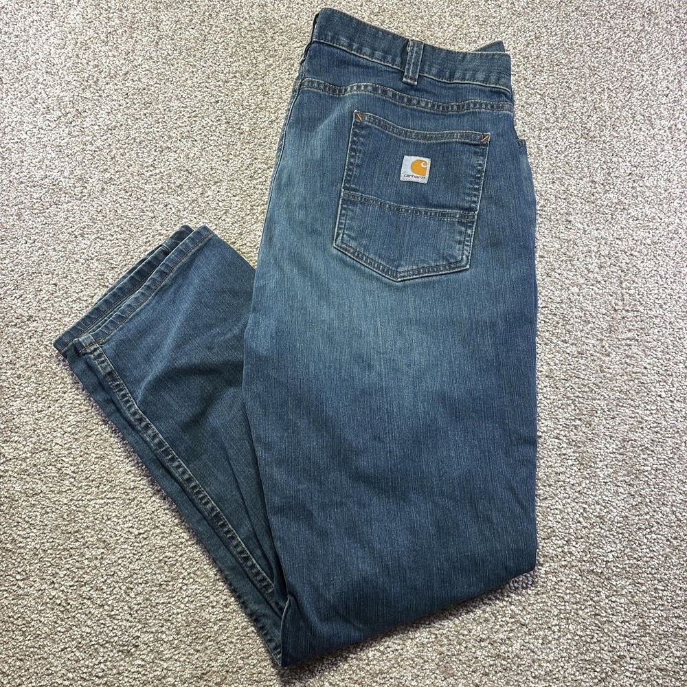 Carhartt Relaxed Fit Jeans Mens 40x32 Blue Medium Wash Straight Denim Workwear - Picture 2 of 10